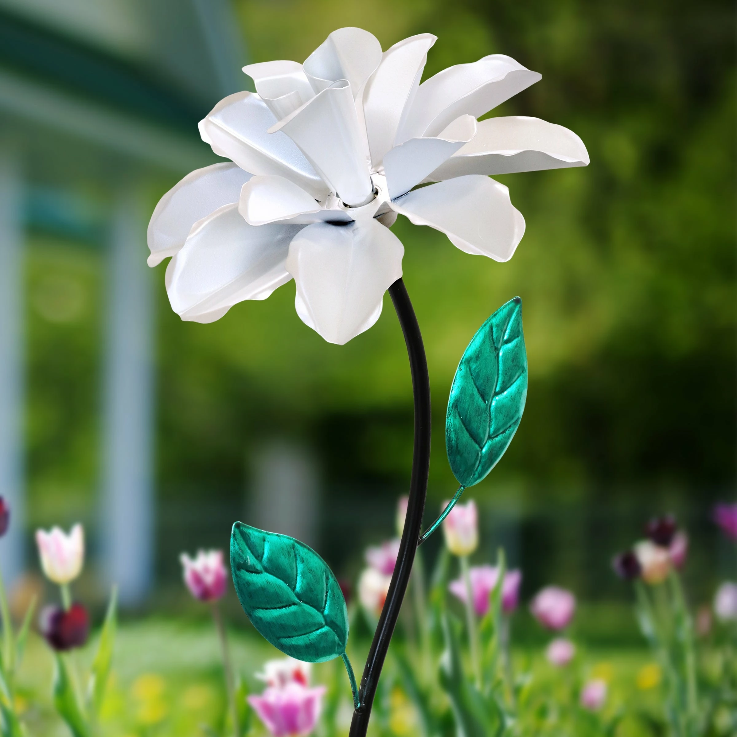 Best deal π Budget π₯° Exhart Rose Flower Wind Spinner Garden Stake, Hand Painted Metallic, 8 By 39 Inches Blue β¨ π - Image 7