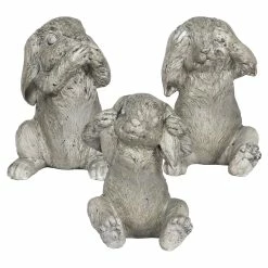 Deals 🎁 Hot Sale 💯 Exhart See No, Hear No, Speak No Evil Garden Bunny Set Of 3, 7.5 Inches 😍 🎁