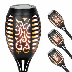 Buy 🎉 Buy 🎁 Exhart Set Of 4 Solar Dancing Flame Torch Garden Stakes- Small, 3 Inches By 20 Inches ⌛ 🤩