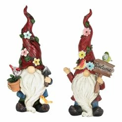 Coupon 🤩 Wholesale 🧨 Exhart Solar 2 Piece Set Garden Gnome Statues With Welcome Sign, 6 By 12 Inches 🤩 😀