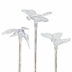Wholesale 😉 Flash Sale 😉 Exhart Solar Acrylic Butterfly, Hummingbird And Dragonfly Garden Stake Set Of Three, 3 By 25 Inches ✔️ 🔥