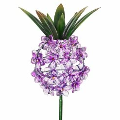 Promo ⌛ Promo ⭐ Exhart Solar Acrylic Flower And Metal Pineapple Garden Stake, 6 By 34 Inches 👏 👏