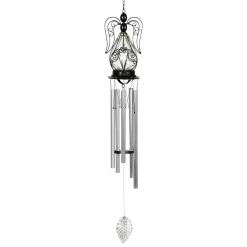 Promo π Best Sale π Exhart Solar Angel Glass And Metal Wind Chime With Fifteen LED Lights, 5 By 48 Inches π π