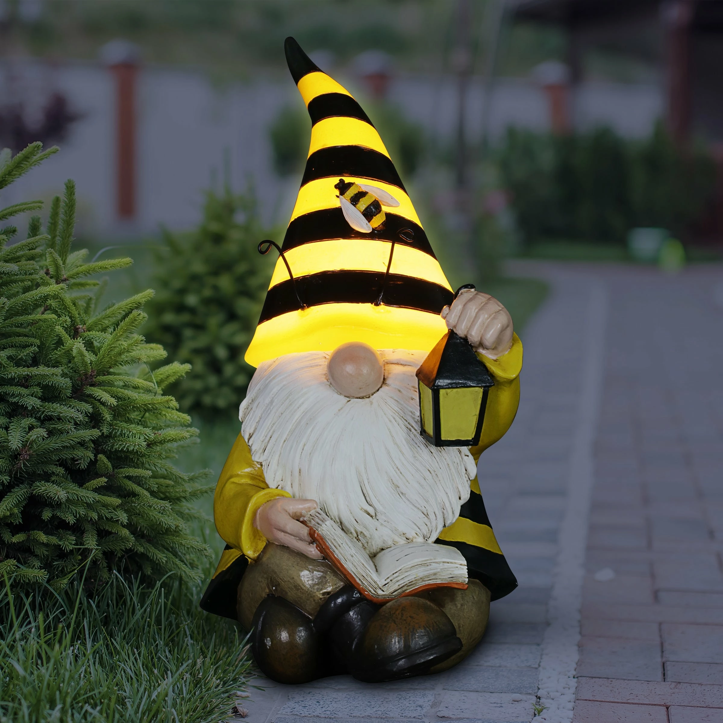 Cheapest 𧨠Cheap 𧨠Exhart Solar Beekeeper Garden Gnome With Book And Lantern Statuary, 5.5 By 9.5 Inches β βοΈ - Image 2