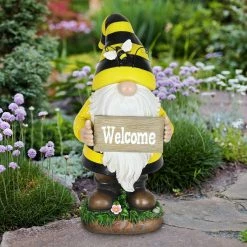 Buy ⌛ Brand new 😀 Exhart Solar Beekeeper Gnome Statue With Welcome Sign, 6 By 13 Inches 🥰 🛒 -Exhart Shop Exhart Solar Beekeeper Gnome Statue with Welcome Sign2C 6 by 13 Inches 2