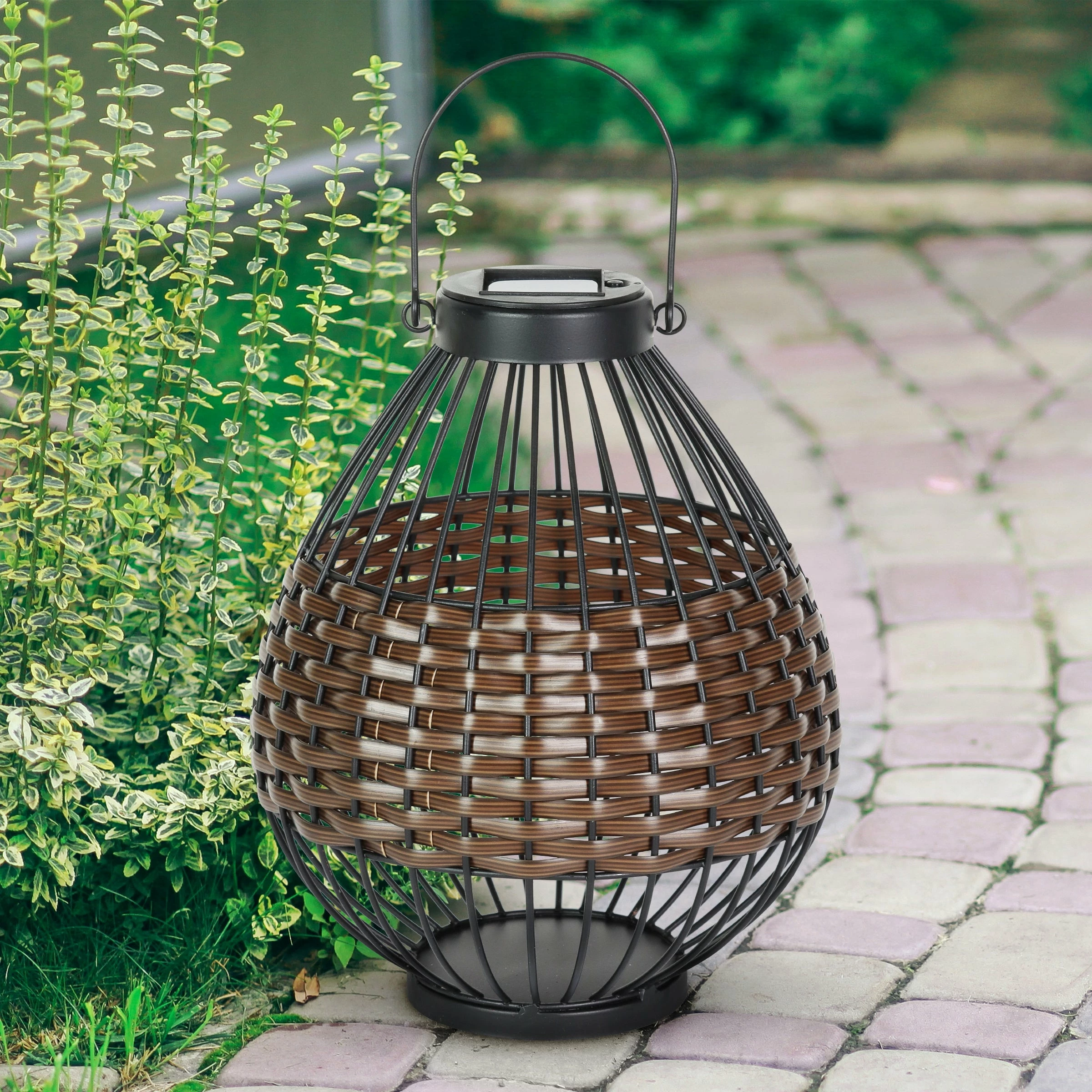 Best deal β¨ Cheapest π Exhart Solar Black Metal And Brown Plastic Rattan Lantern, 8.5 By 22 Inches π₯ π - Image 3