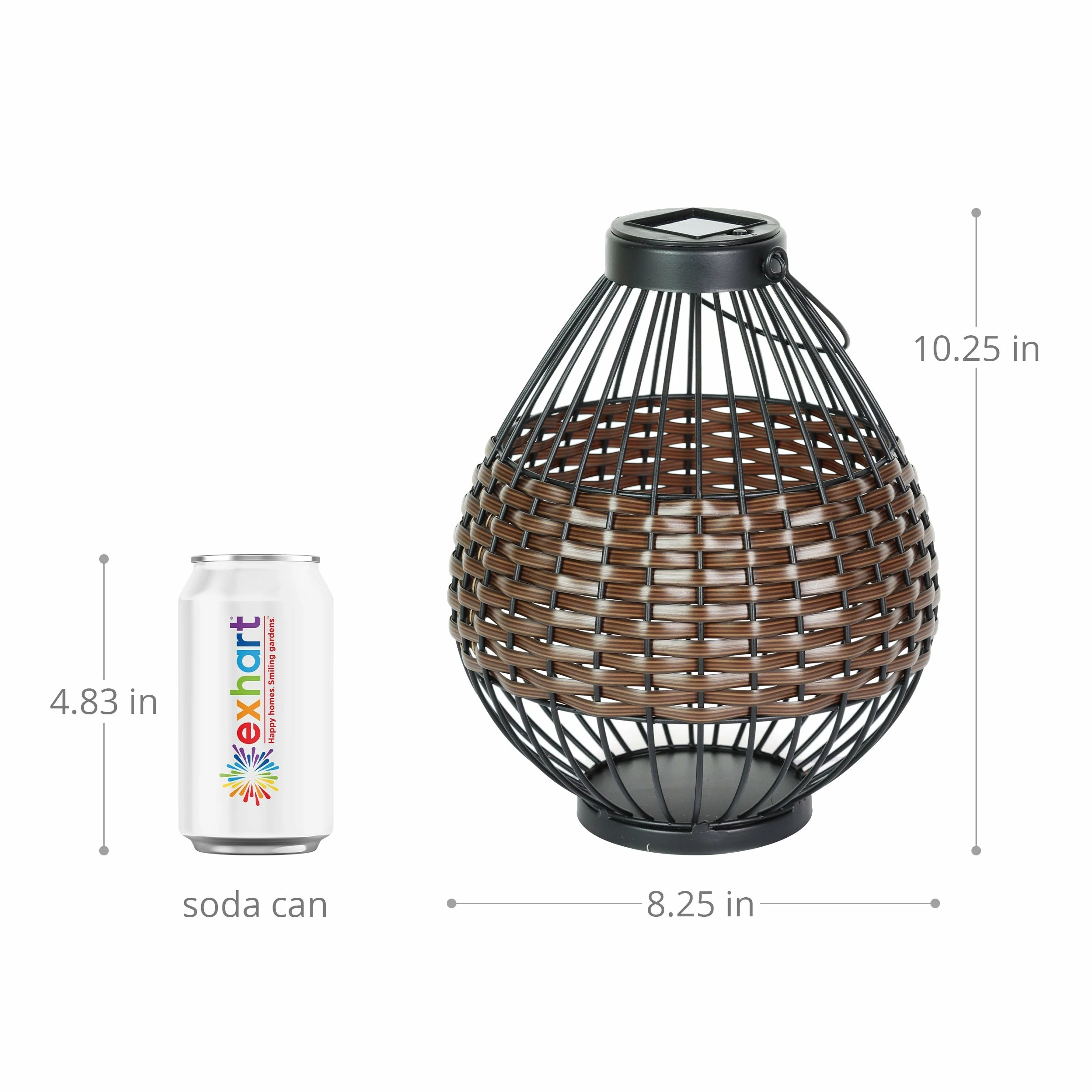 Best deal β¨ Cheapest π Exhart Solar Black Metal And Brown Plastic Rattan Lantern, 8.5 By 22 Inches π₯ π - Image 4