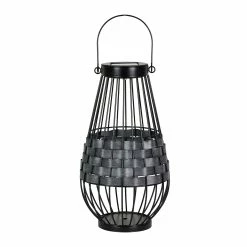 Deals 🥰 Cheapest ✨ Exhart Solar Black Metal And Grey Plastic Rattan Lantern, 7 By 12 Inches 💯 🥰