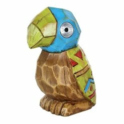 Hot Sale 🌟 Wholesale ❤️ Exhart Solar Blue Tiki Parrot Garden Statue With LED Eyes, 8 By 10 Inches 🥰 👏
