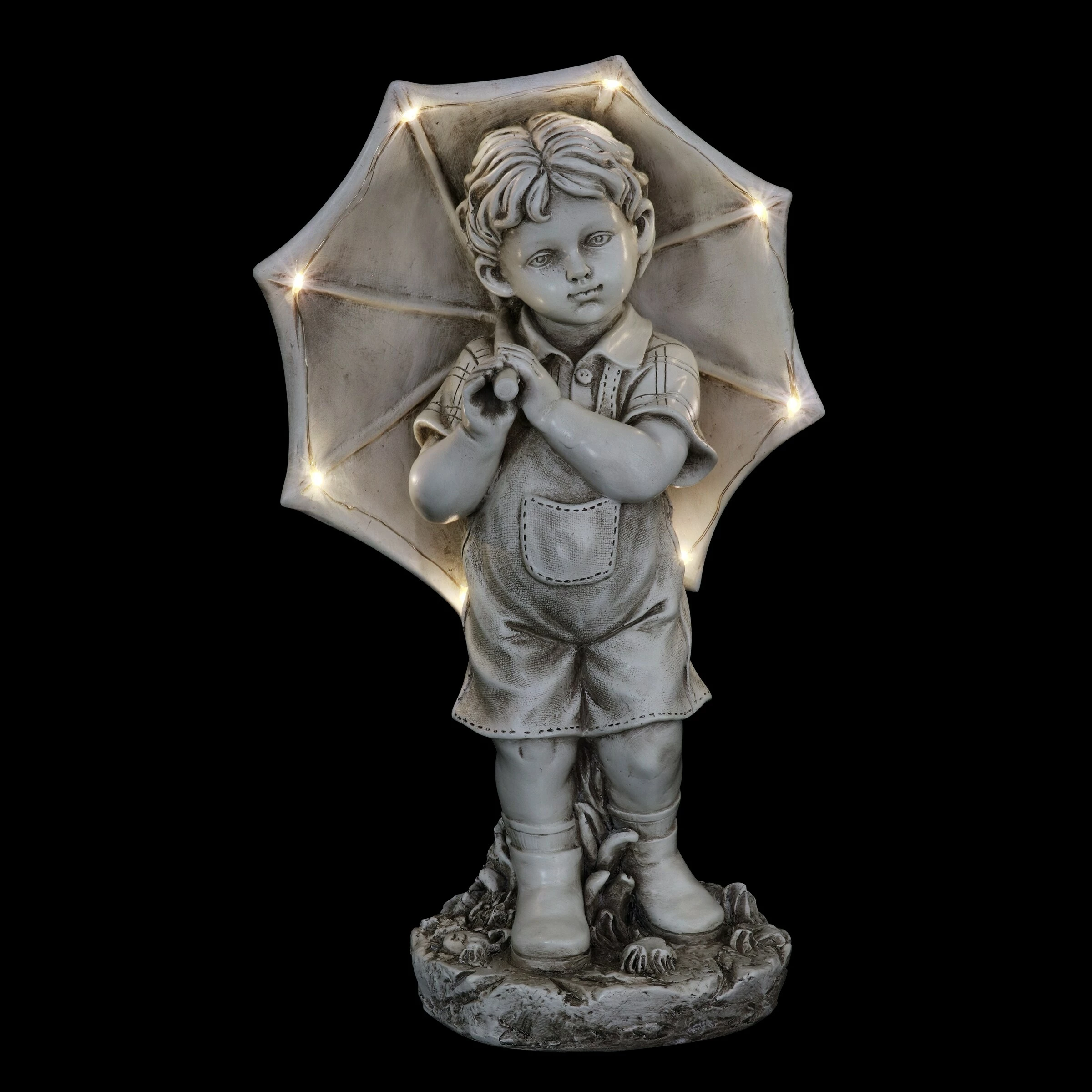 Buy ✨ Flash Sale ⭐ Exhart Solar Boy With Umbrella Statue In Natural Resin Finish, 19 Inch 🛒 🤩 - Image 13