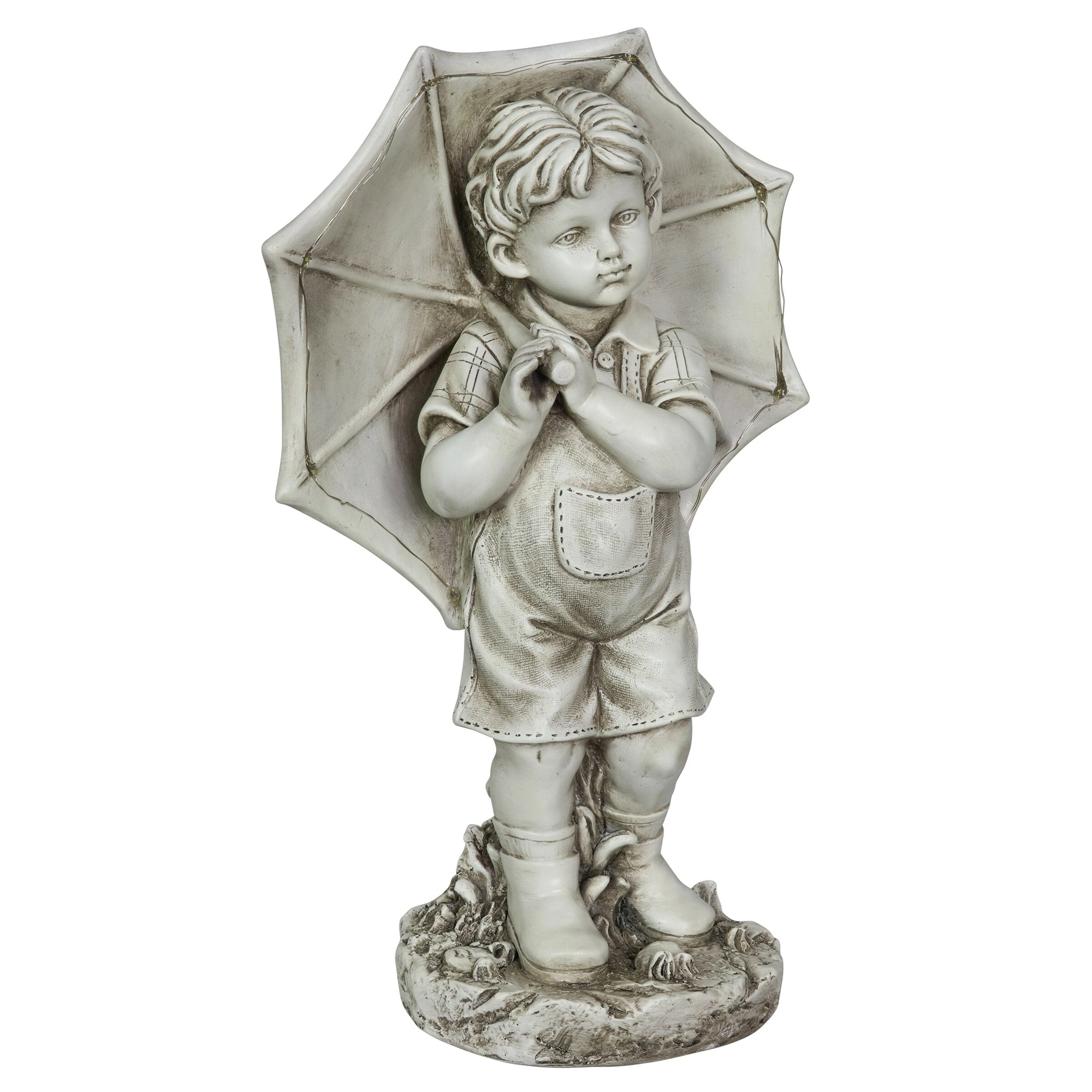 Buy ✨ Flash Sale ⭐ Exhart Solar Boy With Umbrella Statue In Natural Resin Finish, 19 Inch 🛒 🤩 - Image 7