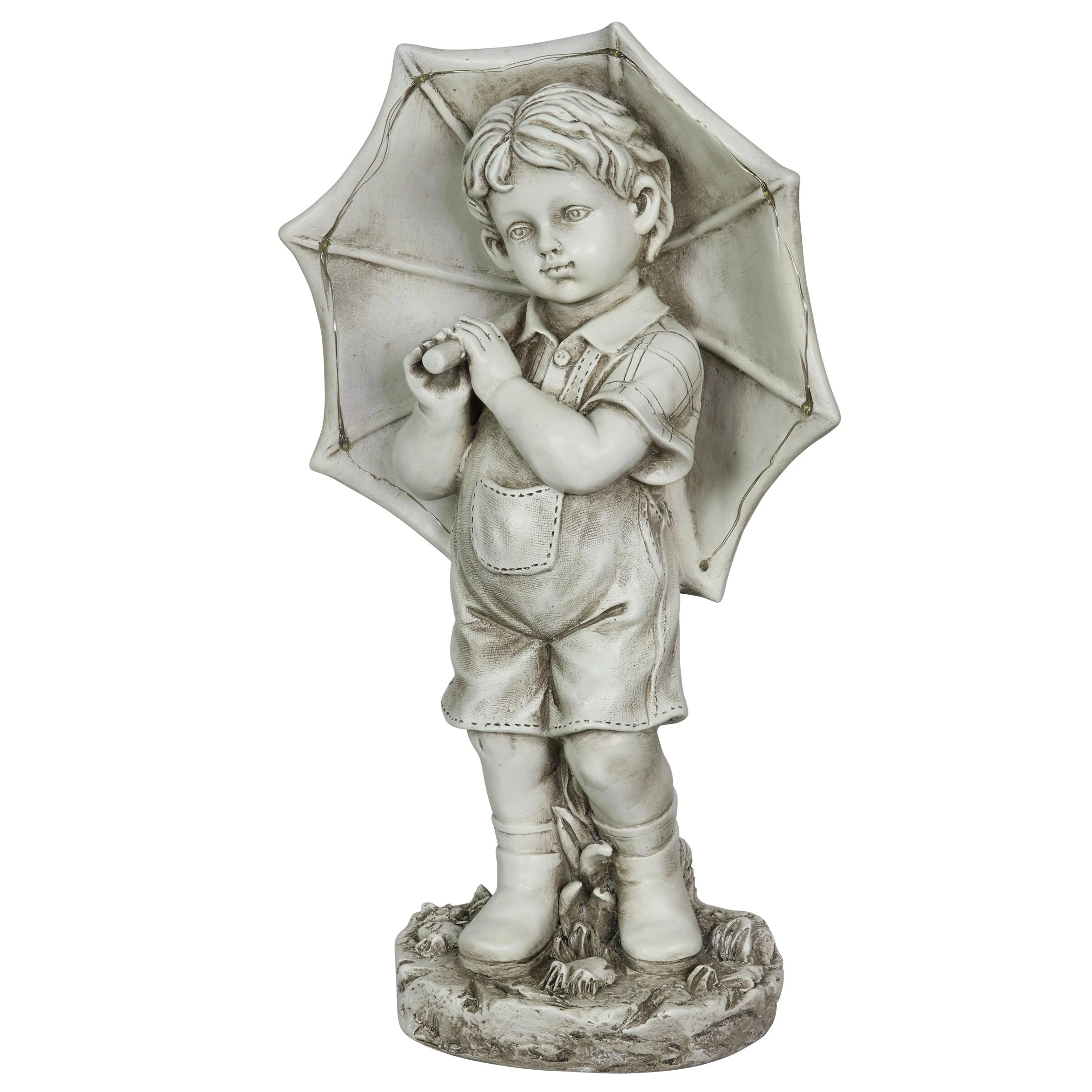 Buy ✨ Flash Sale ⭐ Exhart Solar Boy With Umbrella Statue In Natural Resin Finish, 19 Inch 🛒 🤩 - Image 9