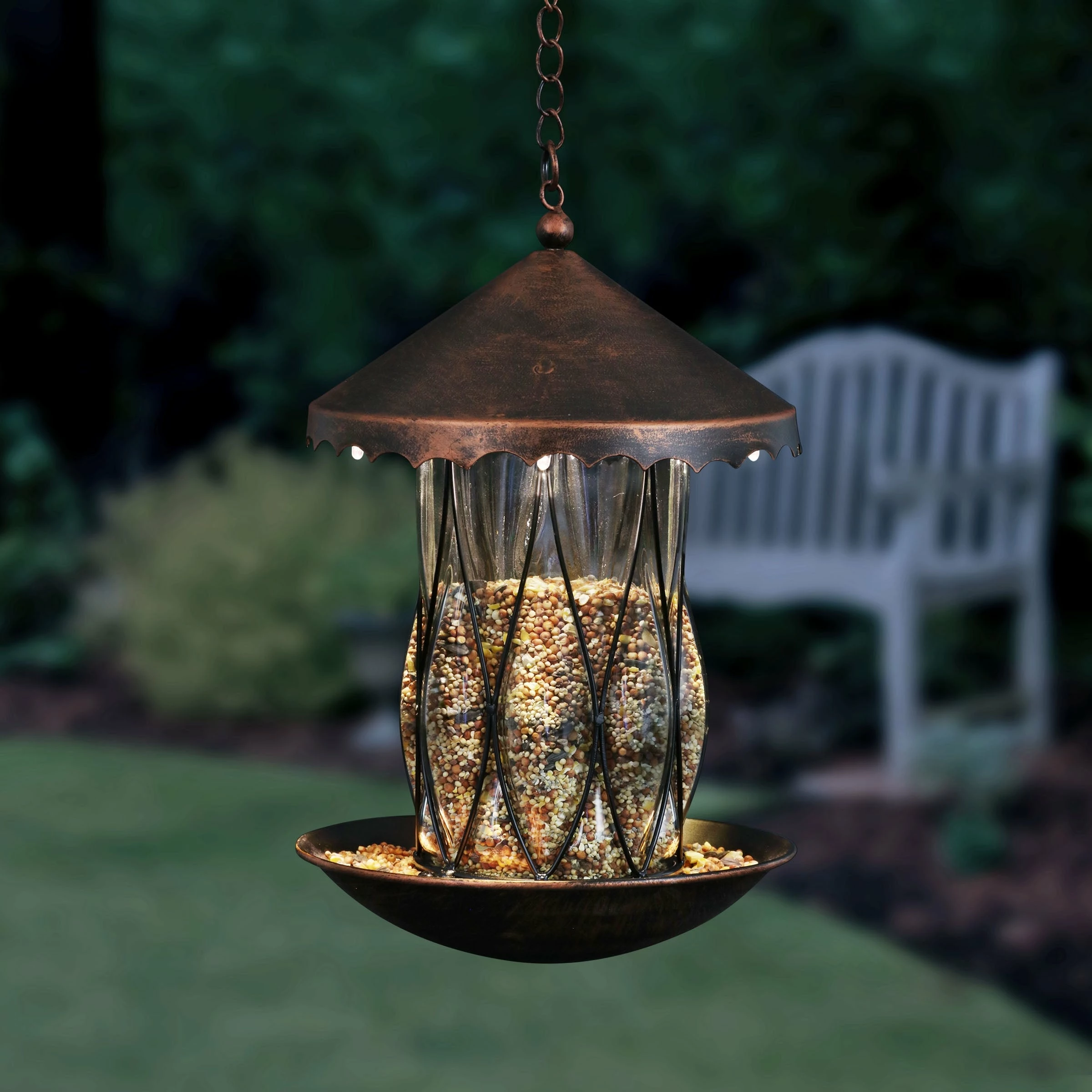 Best Pirce βοΈ Coupon π Exhart Solar Bronze Bird Feeder In Clear Diamond Glass Pattern With Four LED Lights π π 4 Best Pirce βοΈ Coupon π Exhart Solar Bronze Bird Feeder In Clear Diamond Glass Pattern With Four LED Lights π π - Image 2