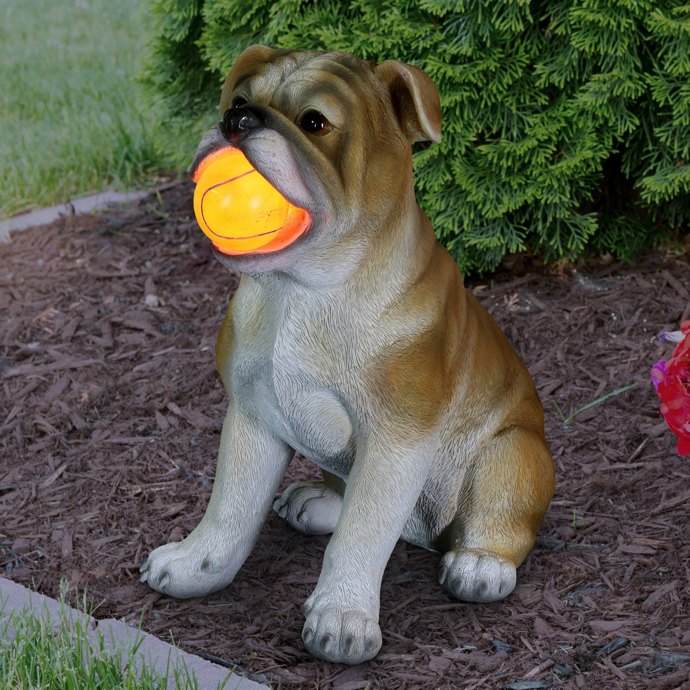 Hot Sale β€οΈ Best deal π Exhart Solar Bulldog With LED Red Ball Garden Statuary, 13 Inch Tall π― βοΈ - Image 2