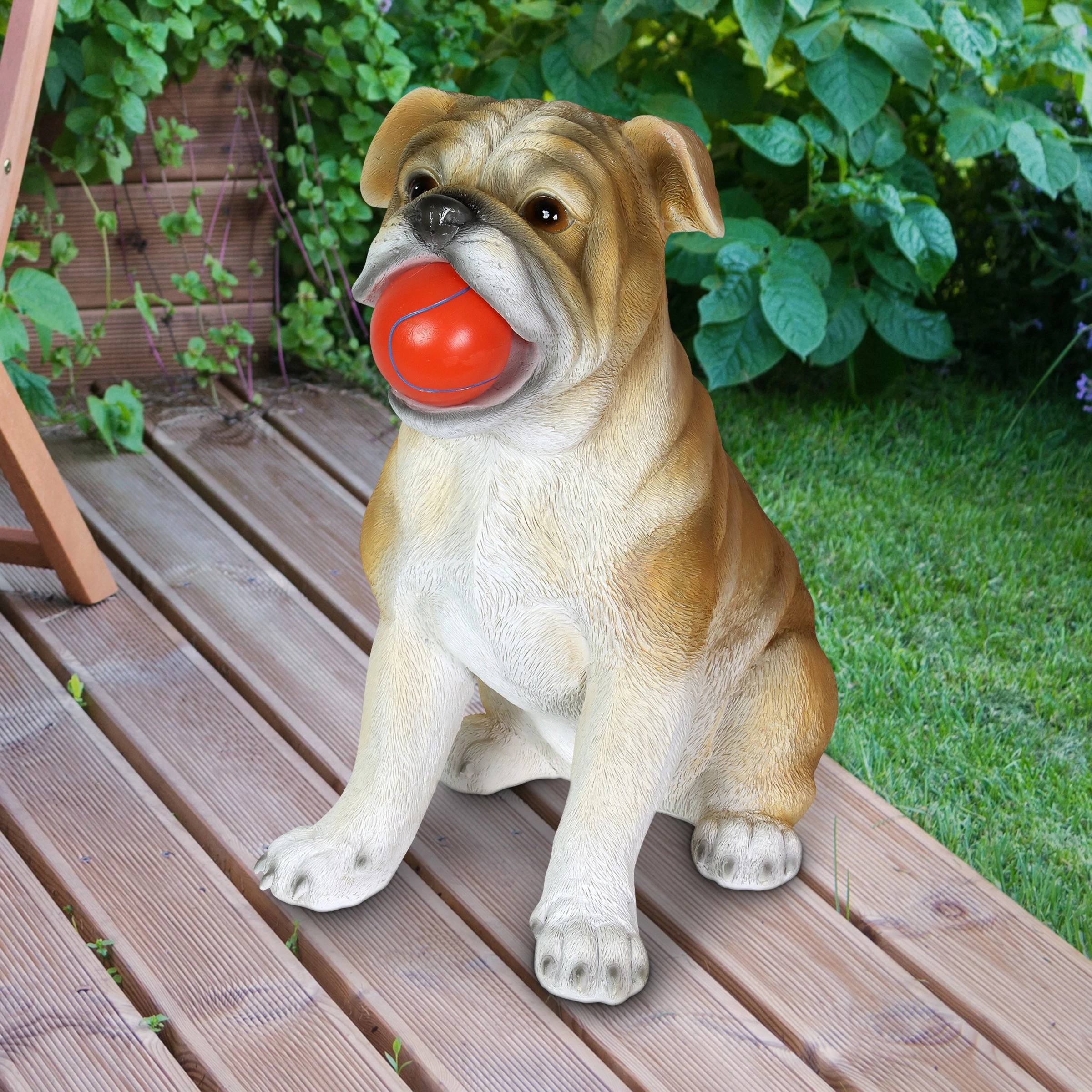 Hot Sale β€οΈ Best deal π Exhart Solar Bulldog With LED Red Ball Garden Statuary, 13 Inch Tall π― βοΈ - Image 3