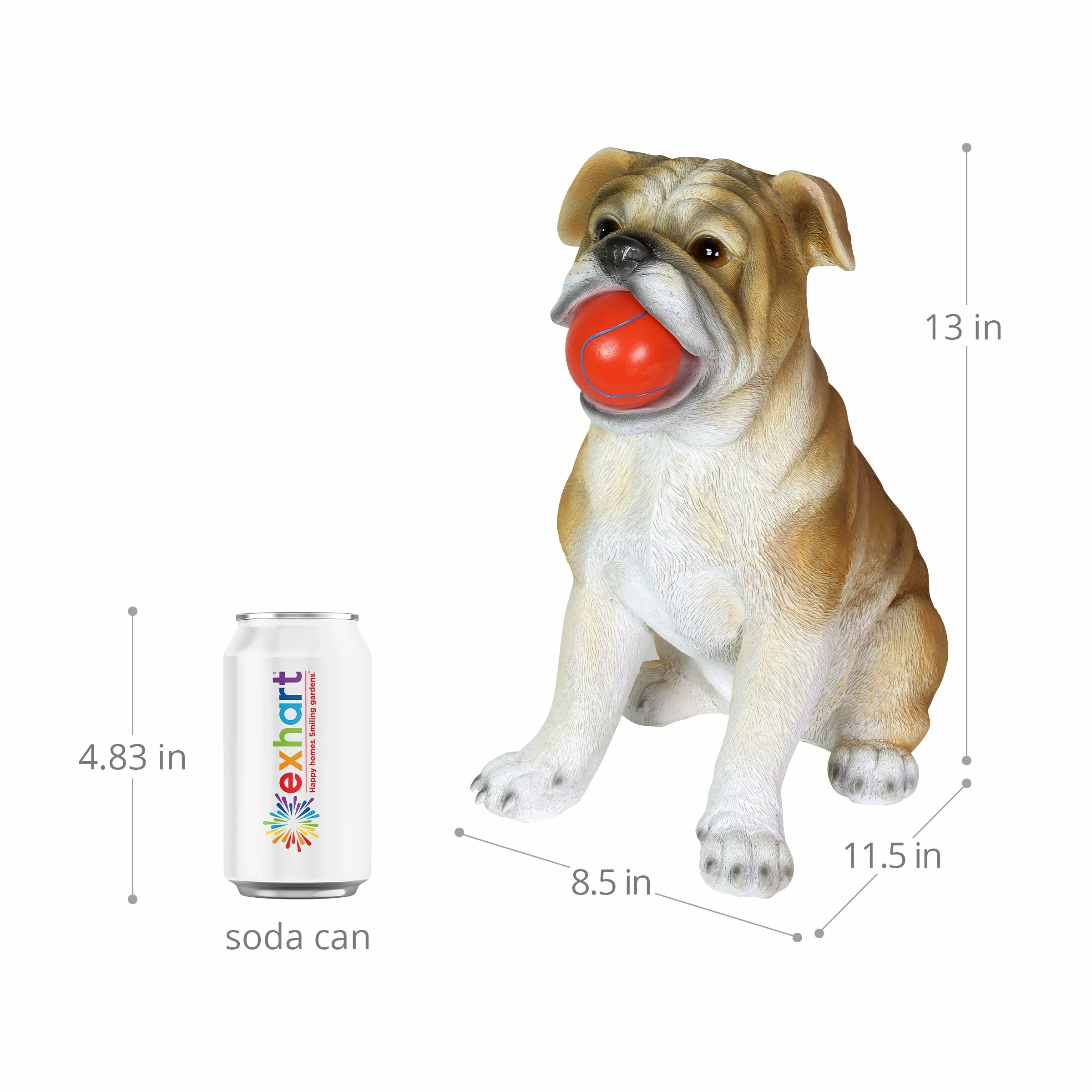 Hot Sale β€οΈ Best deal π Exhart Solar Bulldog With LED Red Ball Garden Statuary, 13 Inch Tall π― βοΈ - Image 4