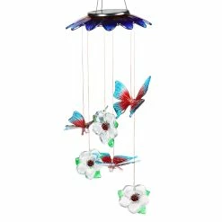 Cheap 🌟 Outlet 😉 Exhart Solar Butterflies And Flowers Hanging Mobile With 6 Color Changing LEDs, 7 By 27.5 🌟 💯