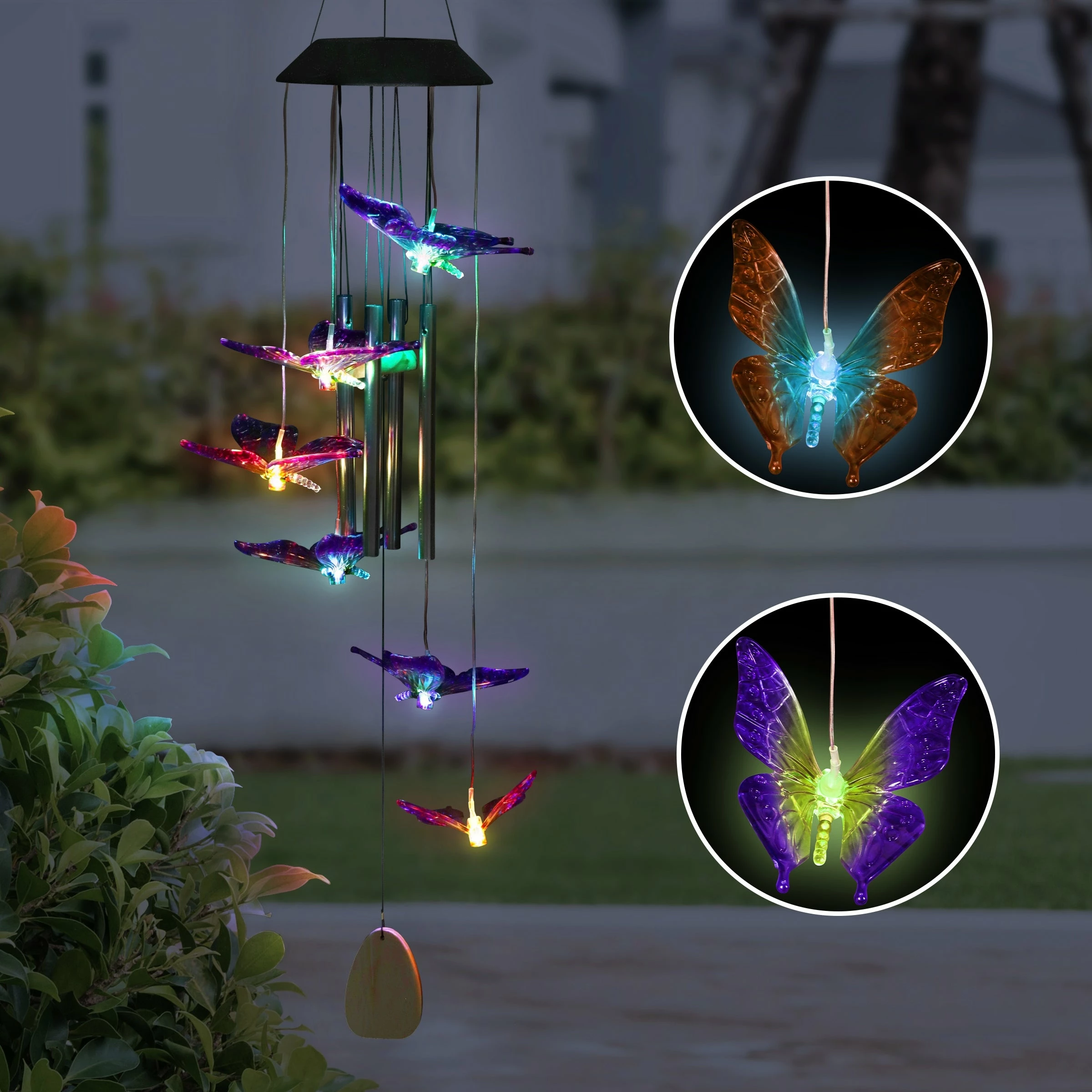 Hot Sale π Best deal π― Exhart Solar Butterfly Acrylic And Metal Wind Chime With Color Changing LED Lights, 5 By 26 Inches π β - Image 2