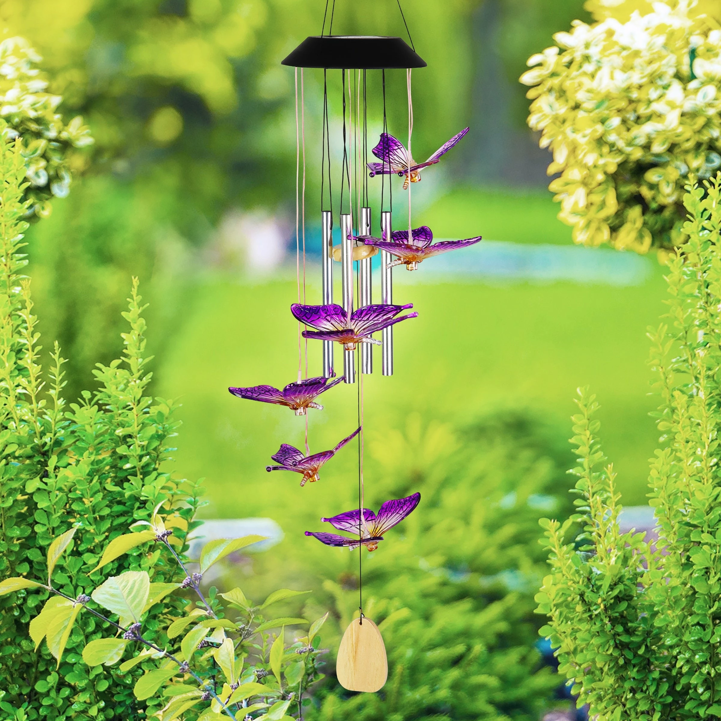 Hot Sale π Best deal π― Exhart Solar Butterfly Acrylic And Metal Wind Chime With Color Changing LED Lights, 5 By 26 Inches π β - Image 3