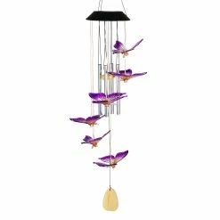 Hot Sale 🔔 Best deal 💯 Exhart Solar Butterfly Acrylic And Metal Wind Chime With Color Changing LED Lights, 5 By 26 Inches 😍 ⭐