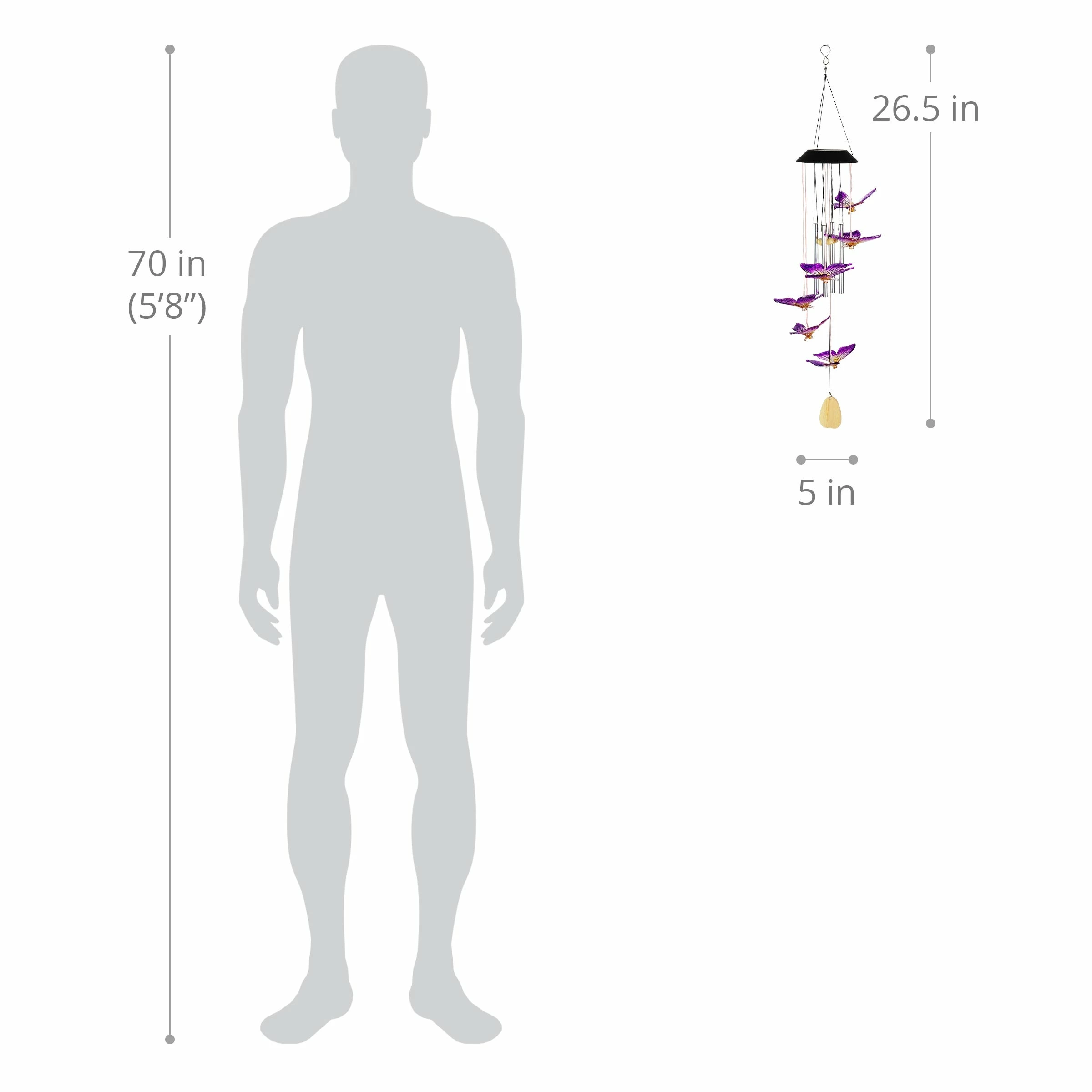 Hot Sale π Best deal π― Exhart Solar Butterfly Acrylic And Metal Wind Chime With Color Changing LED Lights, 5 By 26 Inches π β - Image 4