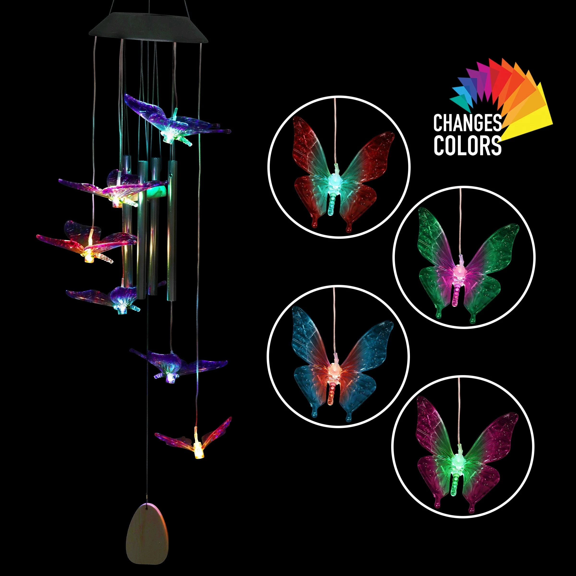 Hot Sale π Best deal π― Exhart Solar Butterfly Acrylic And Metal Wind Chime With Color Changing LED Lights, 5 By 26 Inches π β - Image 9