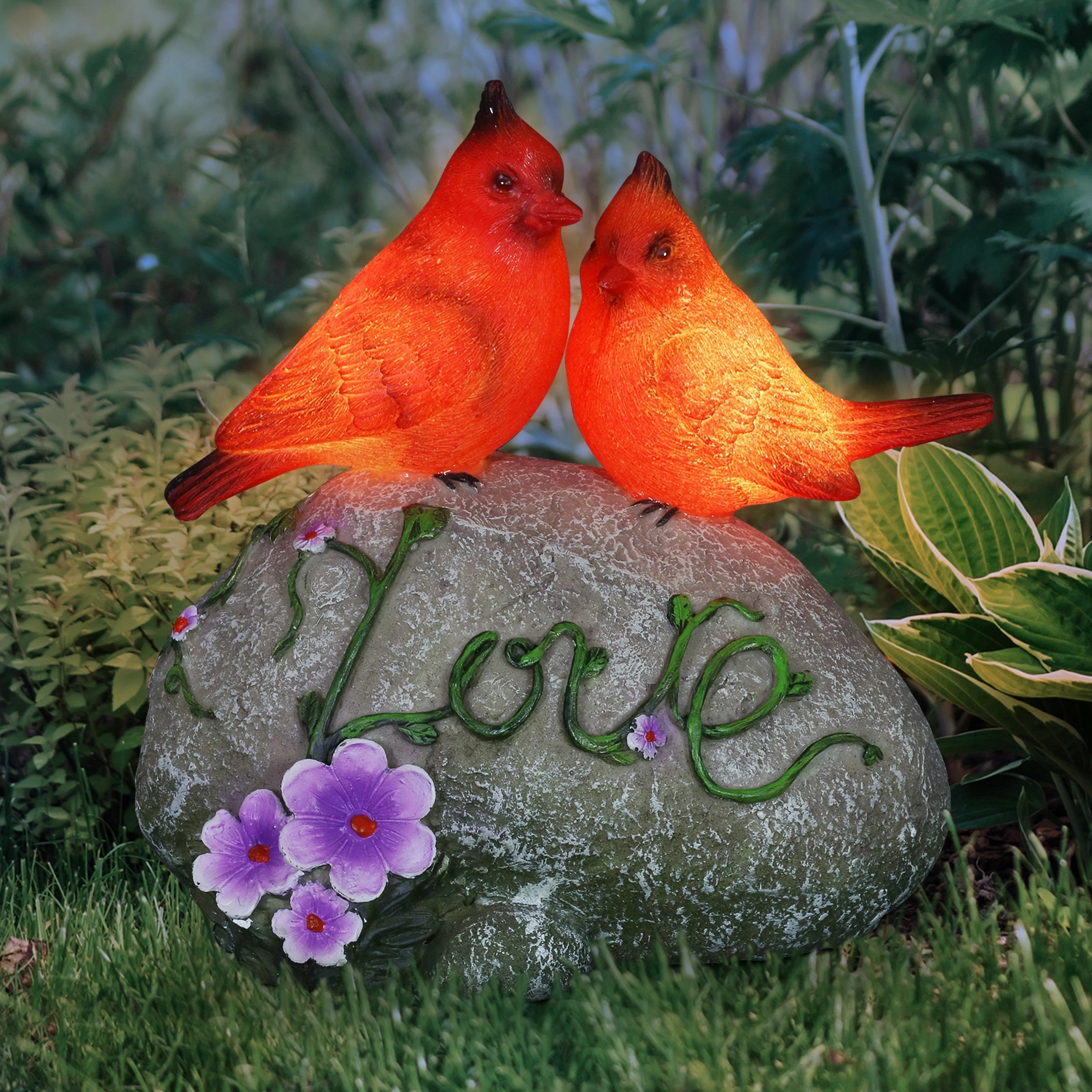 Coupon β Discount β€οΈ Exhart Solar Cardinal Love Rock Statue With Flowers, 8 Inch π π₯° - Image 2