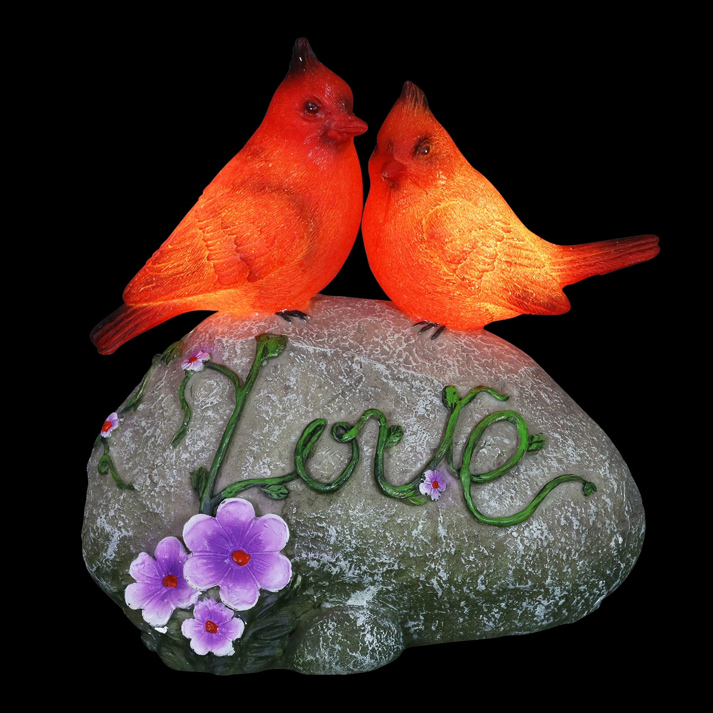 Coupon β Discount β€οΈ Exhart Solar Cardinal Love Rock Statue With Flowers, 8 Inch π π₯° - Image 11