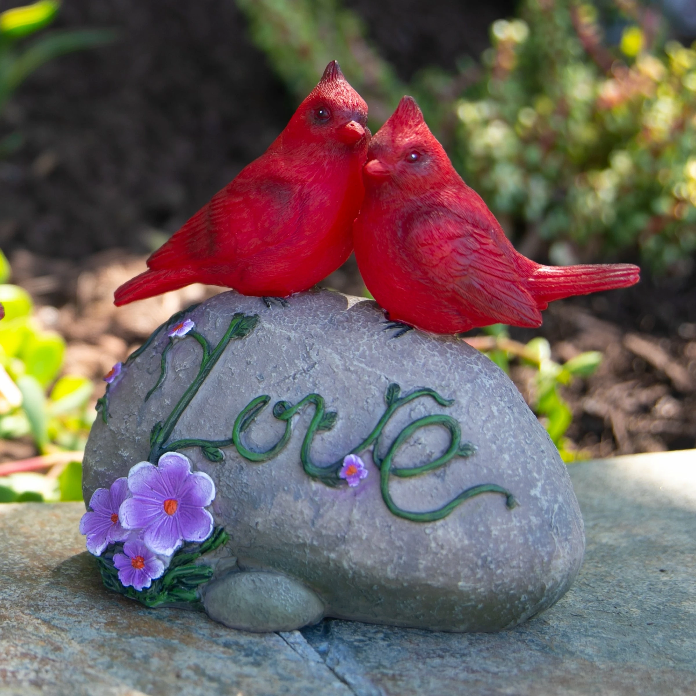 Coupon β Discount β€οΈ Exhart Solar Cardinal Love Rock Statue With Flowers, 8 Inch π π₯° - Image 12
