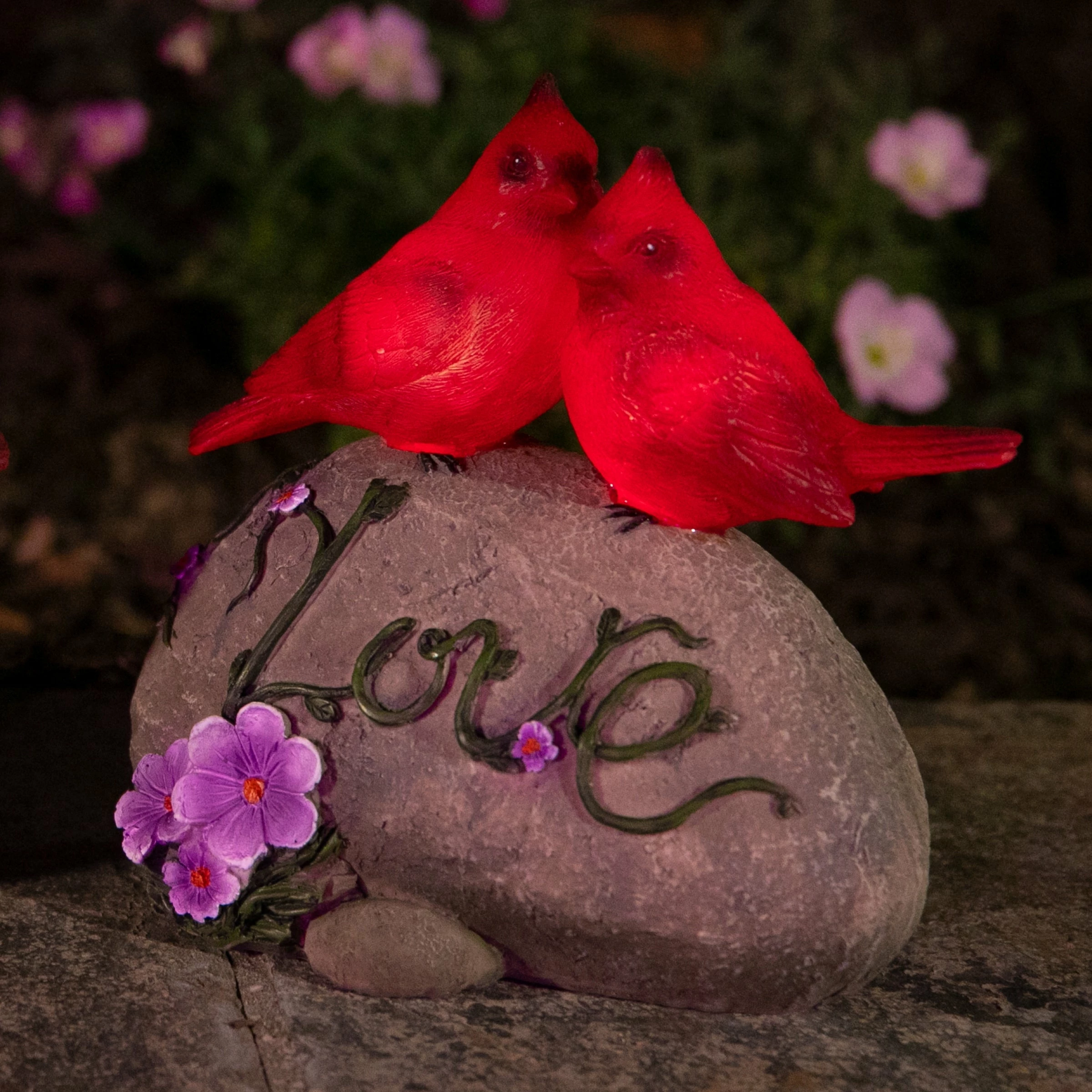 Coupon β Discount β€οΈ Exhart Solar Cardinal Love Rock Statue With Flowers, 8 Inch π π₯° - Image 13