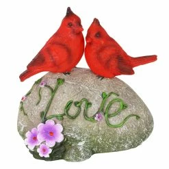 Coupon ⌛ Discount ❤️ Exhart Solar Cardinal Love Rock Statue With Flowers, 8 Inch 😀 🥰