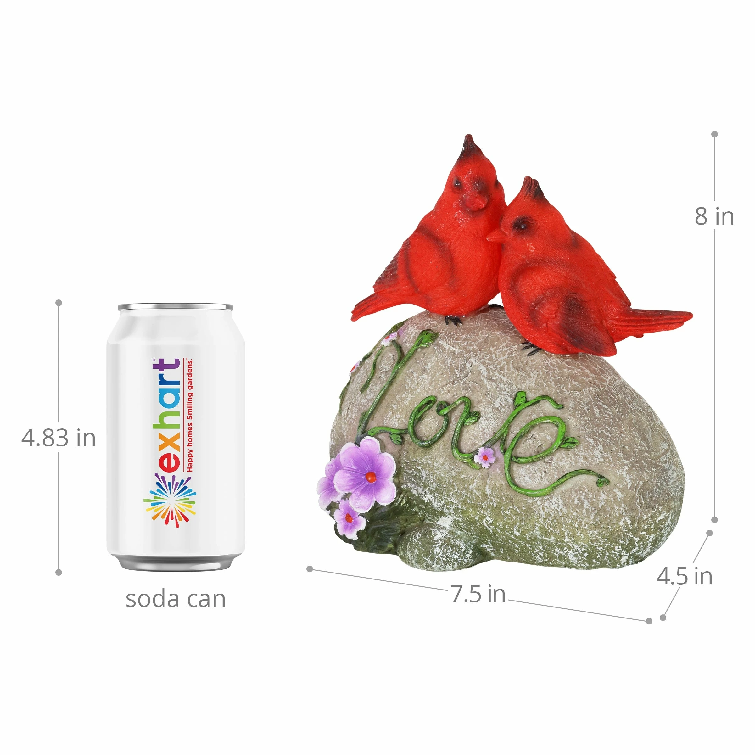 Coupon β Discount β€οΈ Exhart Solar Cardinal Love Rock Statue With Flowers, 8 Inch π π₯° - Image 4