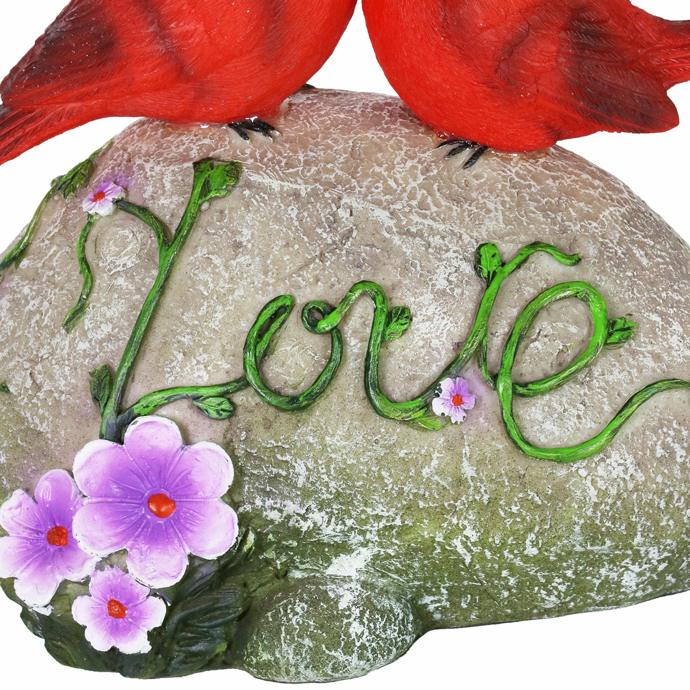 Coupon β Discount β€οΈ Exhart Solar Cardinal Love Rock Statue With Flowers, 8 Inch π π₯° - Image 6