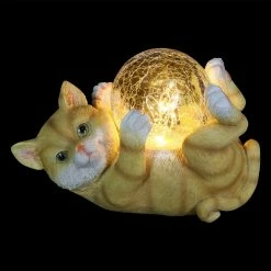 Coupon 🌟 Discount 😉 Exhart Solar Cat Playing With LED Crackle Ball Garden Statuary, 10.5 By 7.5 Inches 🌟 ✨ -Exhart Shop Exhart Solar Cat Playing with LED Crackle Ball Garden Statuary2C 10.5 by 7.5 Inches 10