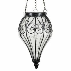Promo 💯 Best deal 😀 Exhart Solar Clear Glass Hanging Lantern, 6.5 By 23.5 Inches ✔️ 😉