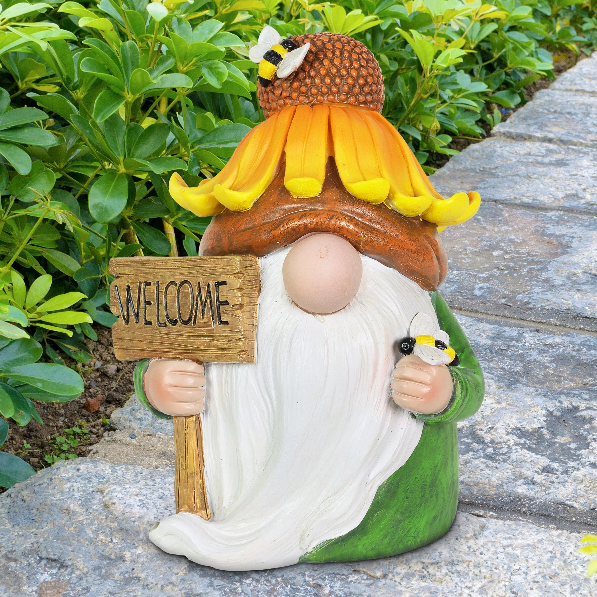 Discount π Wholesale π₯° Exhart Solar Color Changing Glow Nose Garden Gnome Statue With A Sunflower Hat And Welcome Sign, 5.5 By 7.5 Inches β€οΈ 𧨠5 Discount π Wholesale π₯° Exhart Solar Color Changing Glow Nose Garden Gnome Statue With A Sunflower Hat And Welcome Sign, 5.5 By 7.5 Inches β€οΈ 𧨠- Image 3