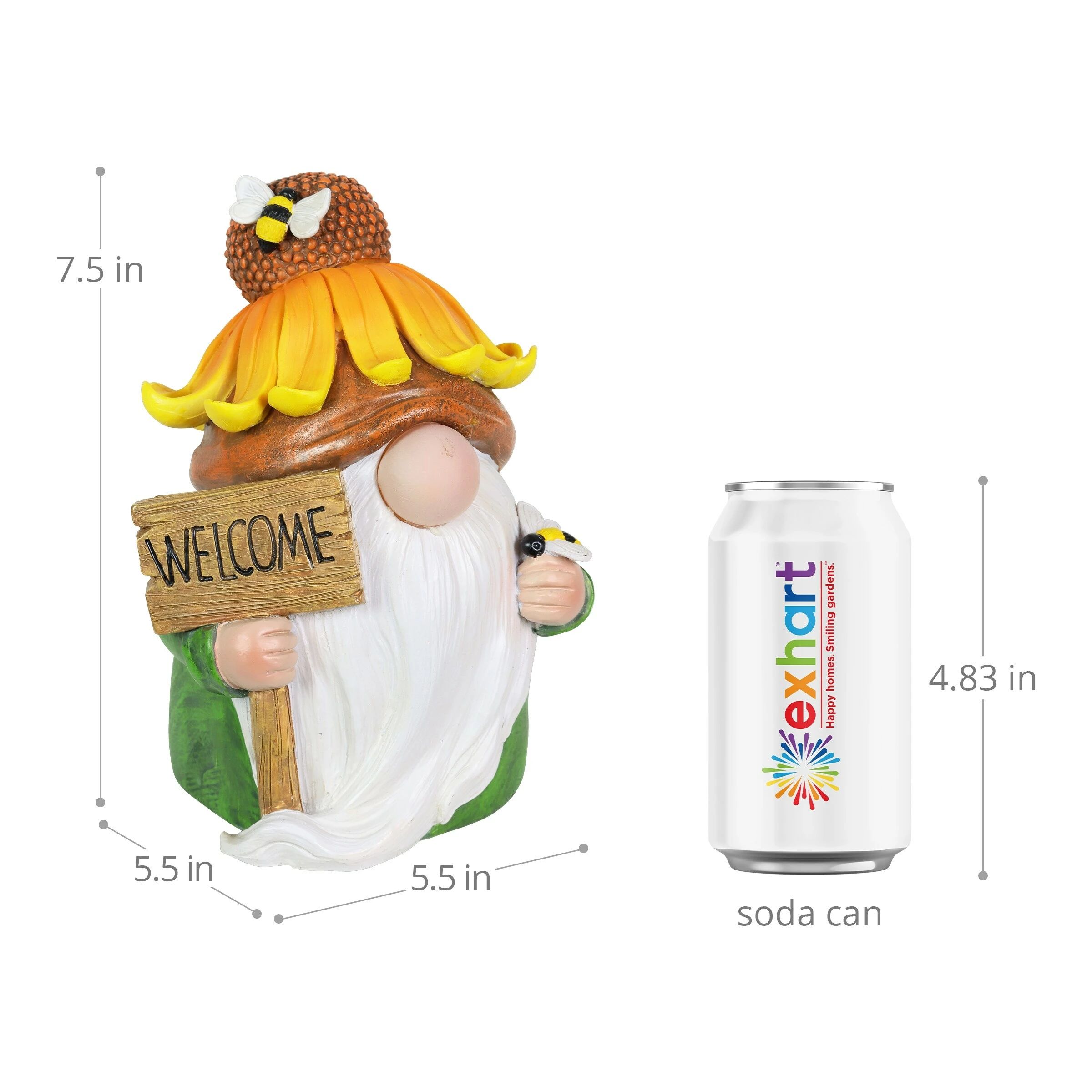 Discount π Wholesale π₯° Exhart Solar Color Changing Glow Nose Garden Gnome Statue With A Sunflower Hat And Welcome Sign, 5.5 By 7.5 Inches β€οΈ 𧨠6 Discount π Wholesale π₯° Exhart Solar Color Changing Glow Nose Garden Gnome Statue With A Sunflower Hat And Welcome Sign, 5.5 By 7.5 Inches β€οΈ 𧨠- Image 4