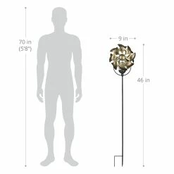 Discount ❤️ Buy 🎁 Exhart Solar Color Changing Double Windmill Wind Spinner Garden Stake In A Bronze Finish With Crackle Glass Details 🛒 🧨 -Exhart Shop Exhart Solar Double Windmill Wind Spinner Garden Stake in a Bronze Finish with Crackle Glass Details2C 7 by 43 Inches 3
