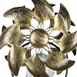Discount ❤️ Buy 🎁 Exhart Solar Color Changing Double Windmill Wind Spinner Garden Stake In A Bronze Finish With Crackle Glass Details 🛒 🧨 -Exhart Shop Exhart Solar Double Windmill Wind Spinner Garden Stake in a Bronze Finish with Crackle Glass Details2C 7 by 43 Inches 4