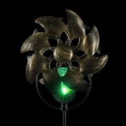 Discount ❤️ Buy 🎁 Exhart Solar Color Changing Double Windmill Wind Spinner Garden Stake In A Bronze Finish With Crackle Glass Details 🛒 🧨 -Exhart Shop Exhart Solar Double Windmill Wind Spinner Garden Stake in a Bronze Finish with Crackle Glass Details2C 7 by 43 Inches 8