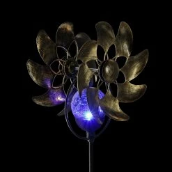 Discount ❤️ Buy 🎁 Exhart Solar Color Changing Double Windmill Wind Spinner Garden Stake In A Bronze Finish With Crackle Glass Details 🛒 🧨 -Exhart Shop Exhart Solar Double Windmill Wind Spinner Garden Stake in a Bronze Finish with Crackle Glass Details2C 7 by 43 Inches 9