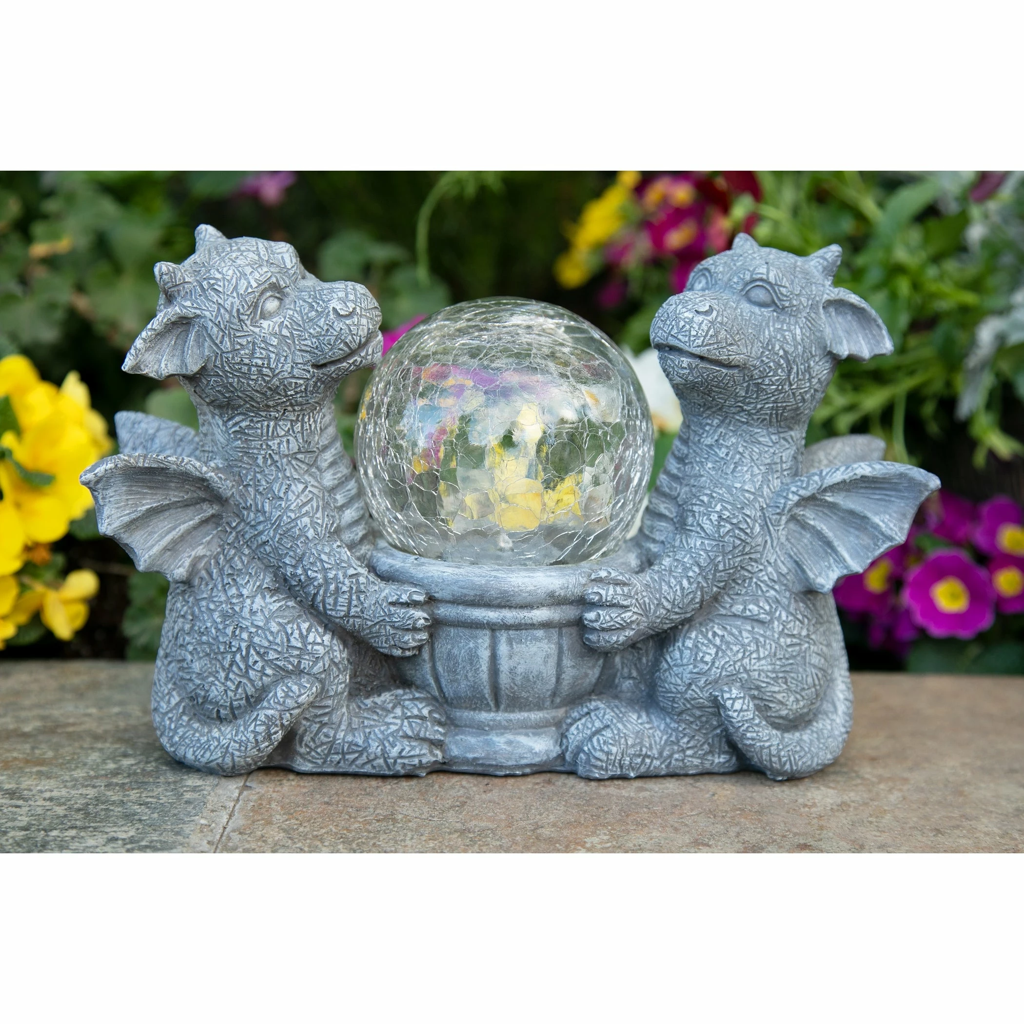 Outlet π₯° Best deal π Exhart Solar Dragons Garden Statue With A Glass Crackle Ball, 11 By 7 Inches π₯ π - Image 12