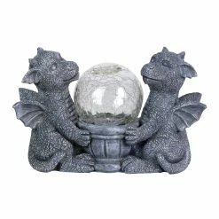 Outlet 🥰 Best deal 🎁 Exhart Solar Dragons Garden Statue With A Glass Crackle Ball, 11 By 7 Inches 🔥 😀