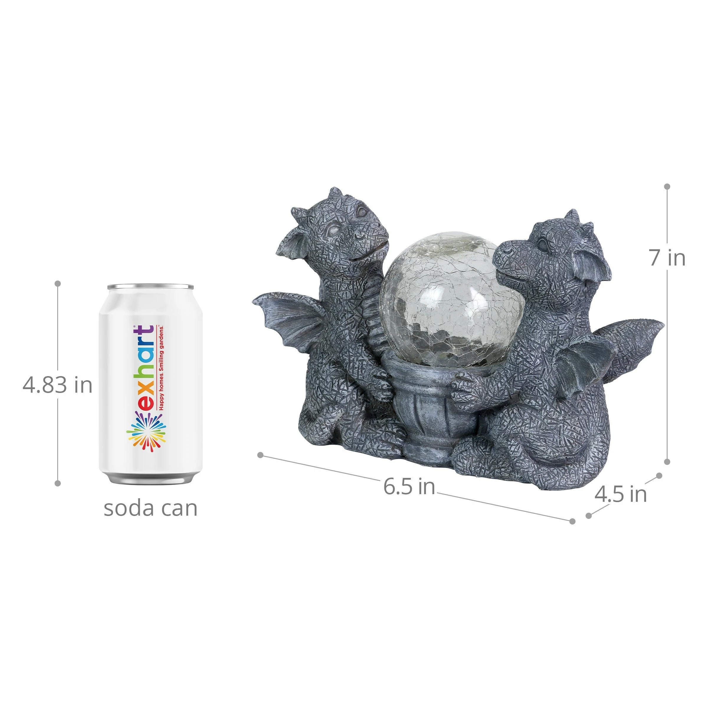 Outlet π₯° Best deal π Exhart Solar Dragons Garden Statue With A Glass Crackle Ball, 11 By 7 Inches π₯ π - Image 4