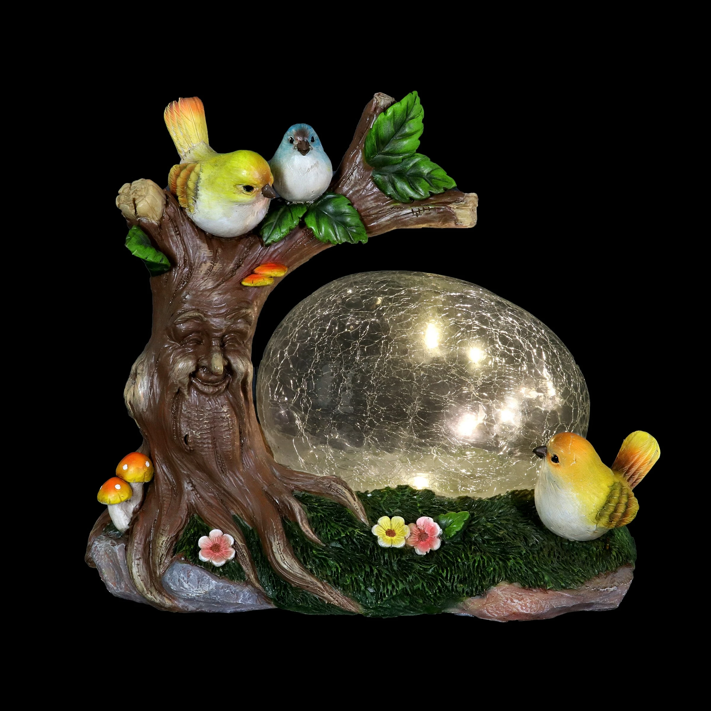 Outlet π€© Discount π Exhart Solar Enchanted Crackle Glass Orb With Birds On A Tree Stump Statuary, 10.5 By 9 Inches π₯ π₯° - Image 11