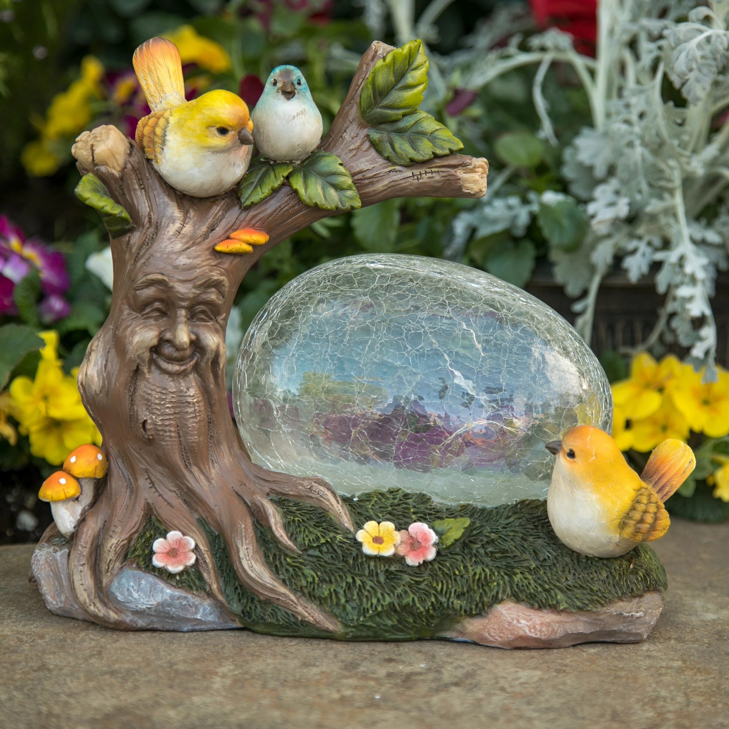 Outlet π€© Discount π Exhart Solar Enchanted Crackle Glass Orb With Birds On A Tree Stump Statuary, 10.5 By 9 Inches π₯ π₯° - Image 13