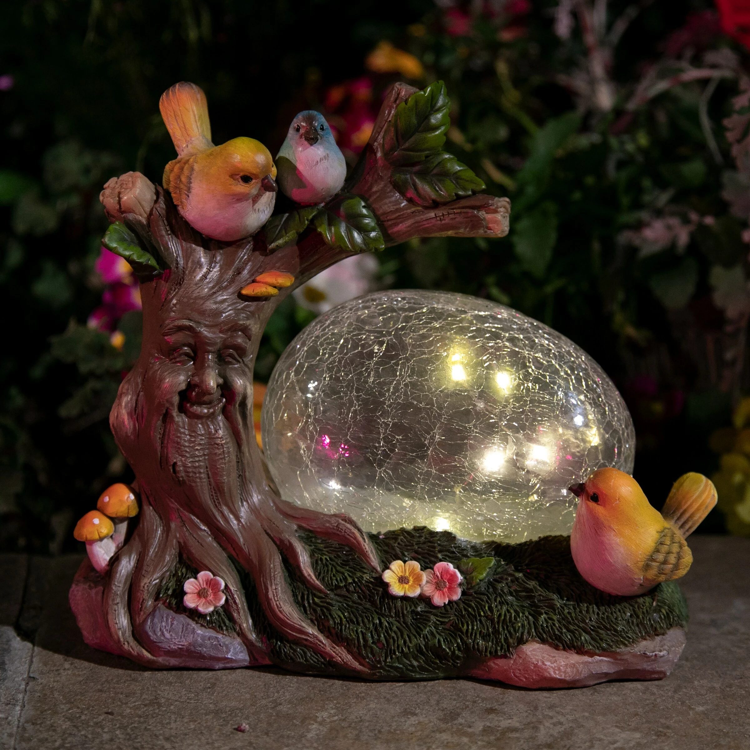 Outlet π€© Discount π Exhart Solar Enchanted Crackle Glass Orb With Birds On A Tree Stump Statuary, 10.5 By 9 Inches π₯ π₯° - Image 14