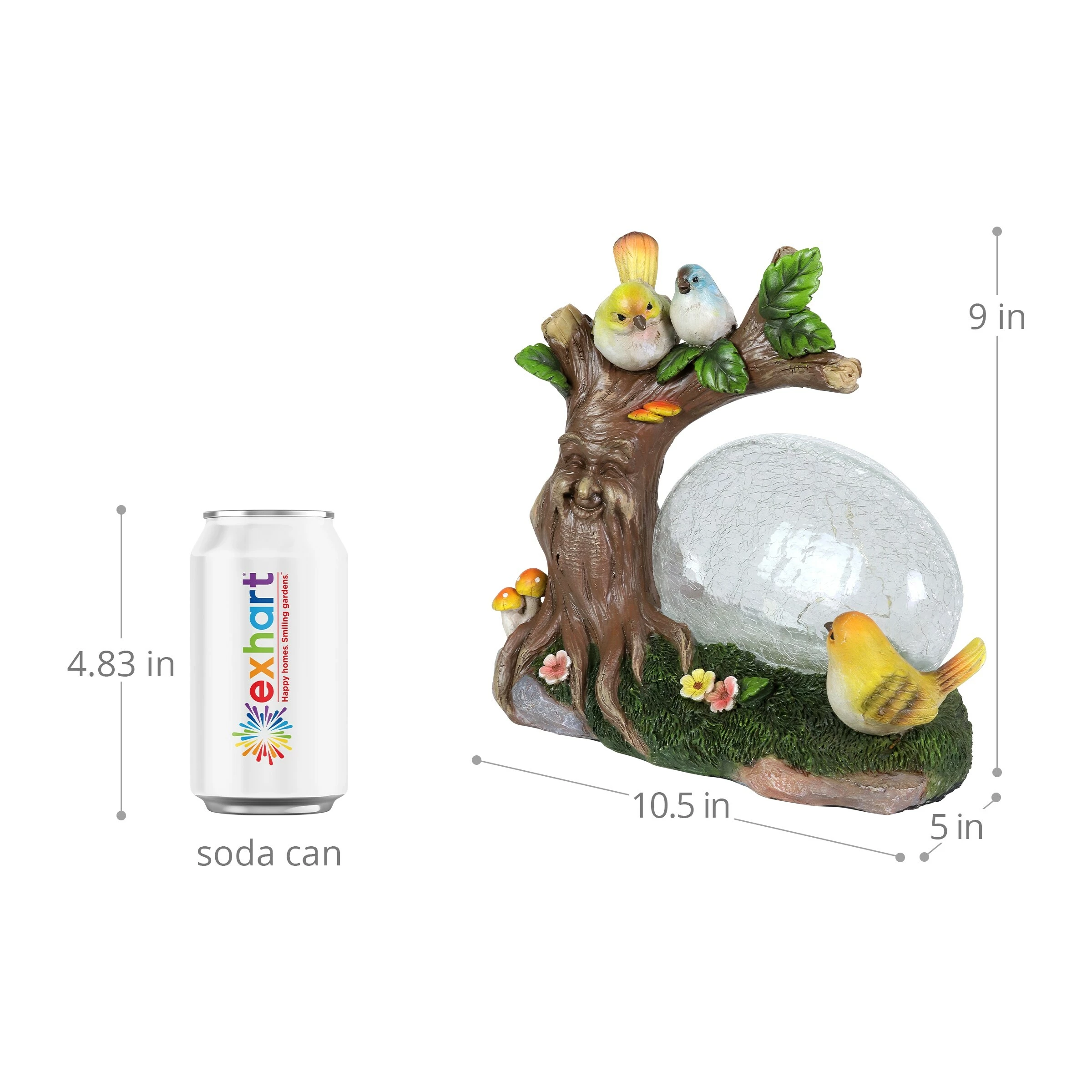 Outlet π€© Discount π Exhart Solar Enchanted Crackle Glass Orb With Birds On A Tree Stump Statuary, 10.5 By 9 Inches π₯ π₯° - Image 4