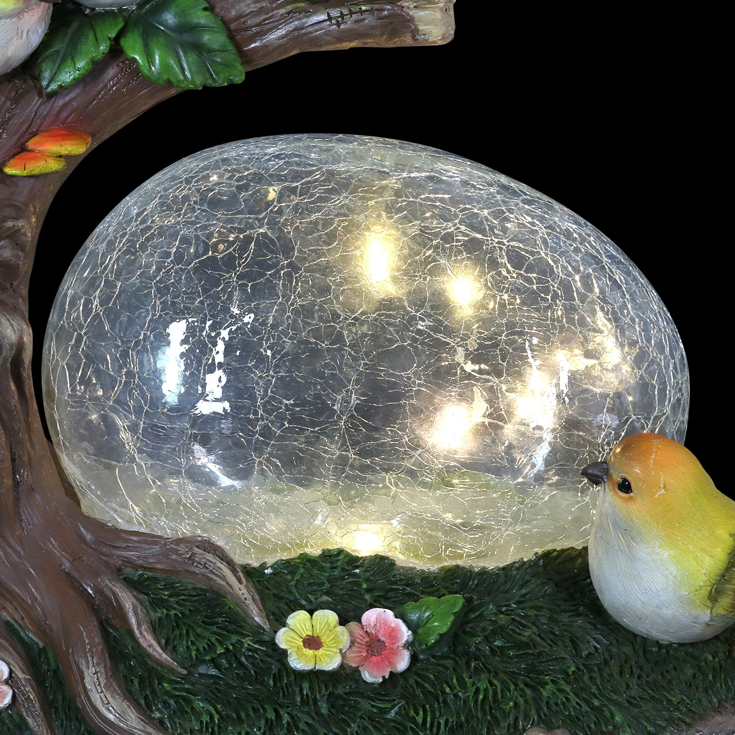 Outlet π€© Discount π Exhart Solar Enchanted Crackle Glass Orb With Birds On A Tree Stump Statuary, 10.5 By 9 Inches π₯ π₯° - Image 8