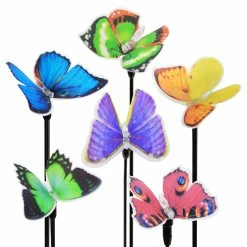 Hot Sale ❤️ Outlet ✔️ Exhart Solar Fiber Optic Butterfly Garden Stake Six Piece Set, 5 By 26 Inches ⭐ 🎁